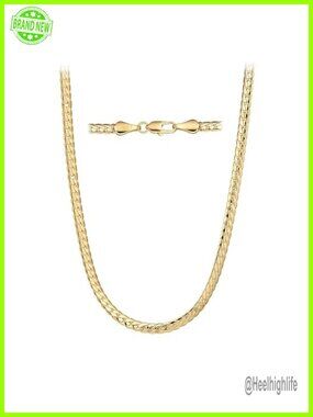 14K Gold Filled Flat Snake Chain Necklace 3.2mm Lobster Clasp Unisex